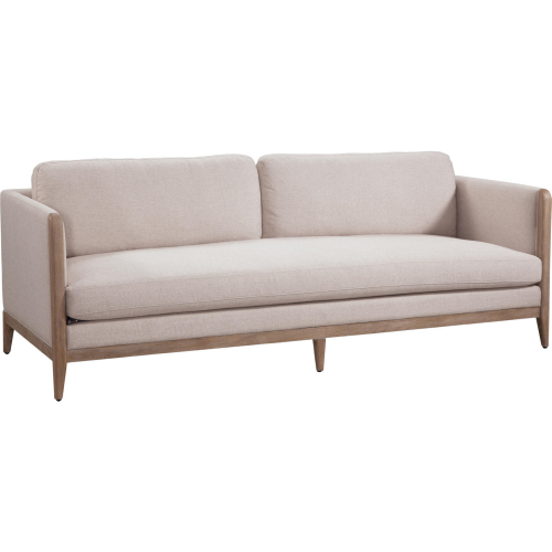 Benjamin Sofa in Hardy Sand Fabric & Natural Gray Wood